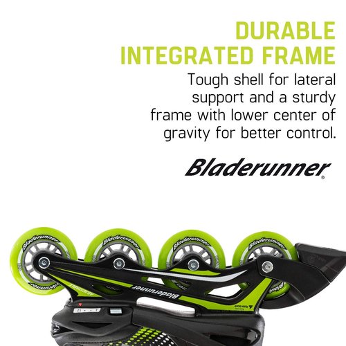 Bladerunner by Rollerblade Phoenix Boys Adjustable Fitness Inline Skate, Black and Green Size 5-8