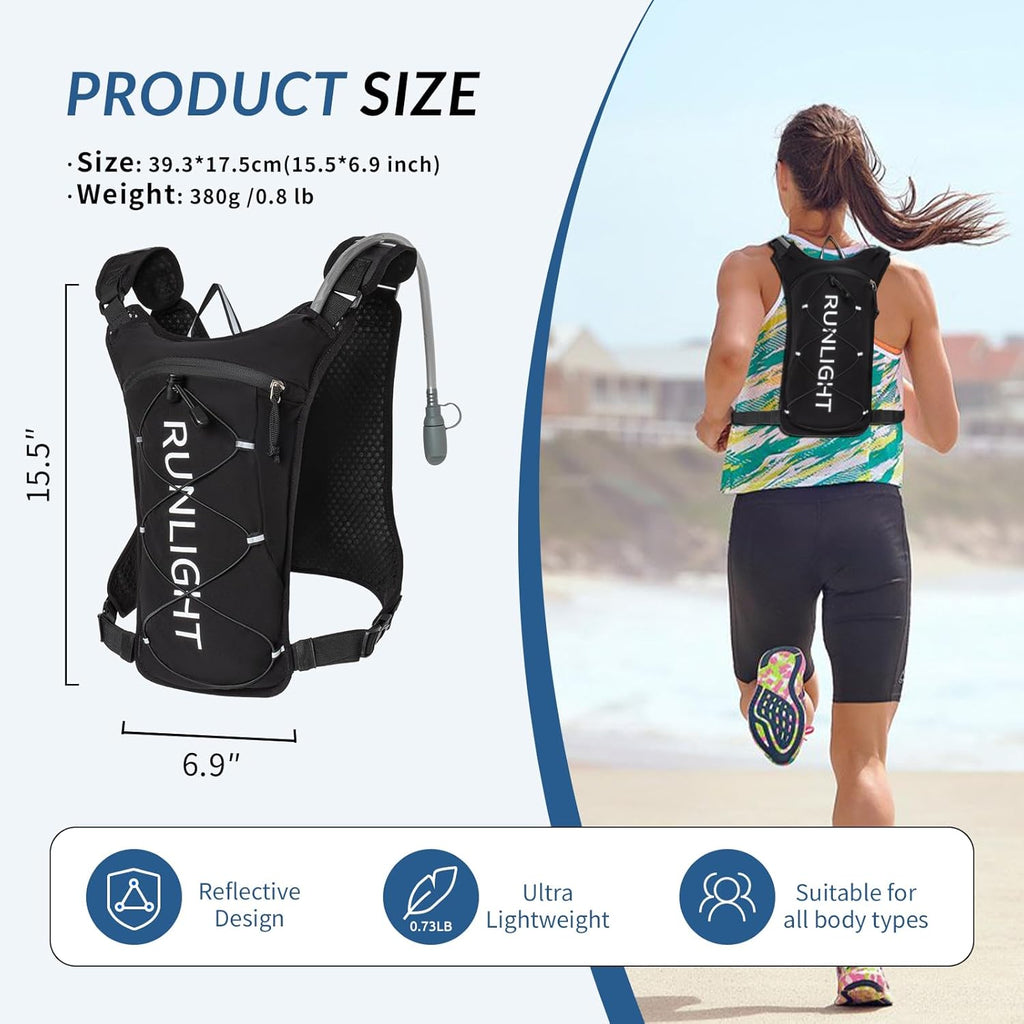 Skiennix Running Vest - Lightweight Adjustable Chest Pack with Pistol Holster & 1.5L Water Bladder