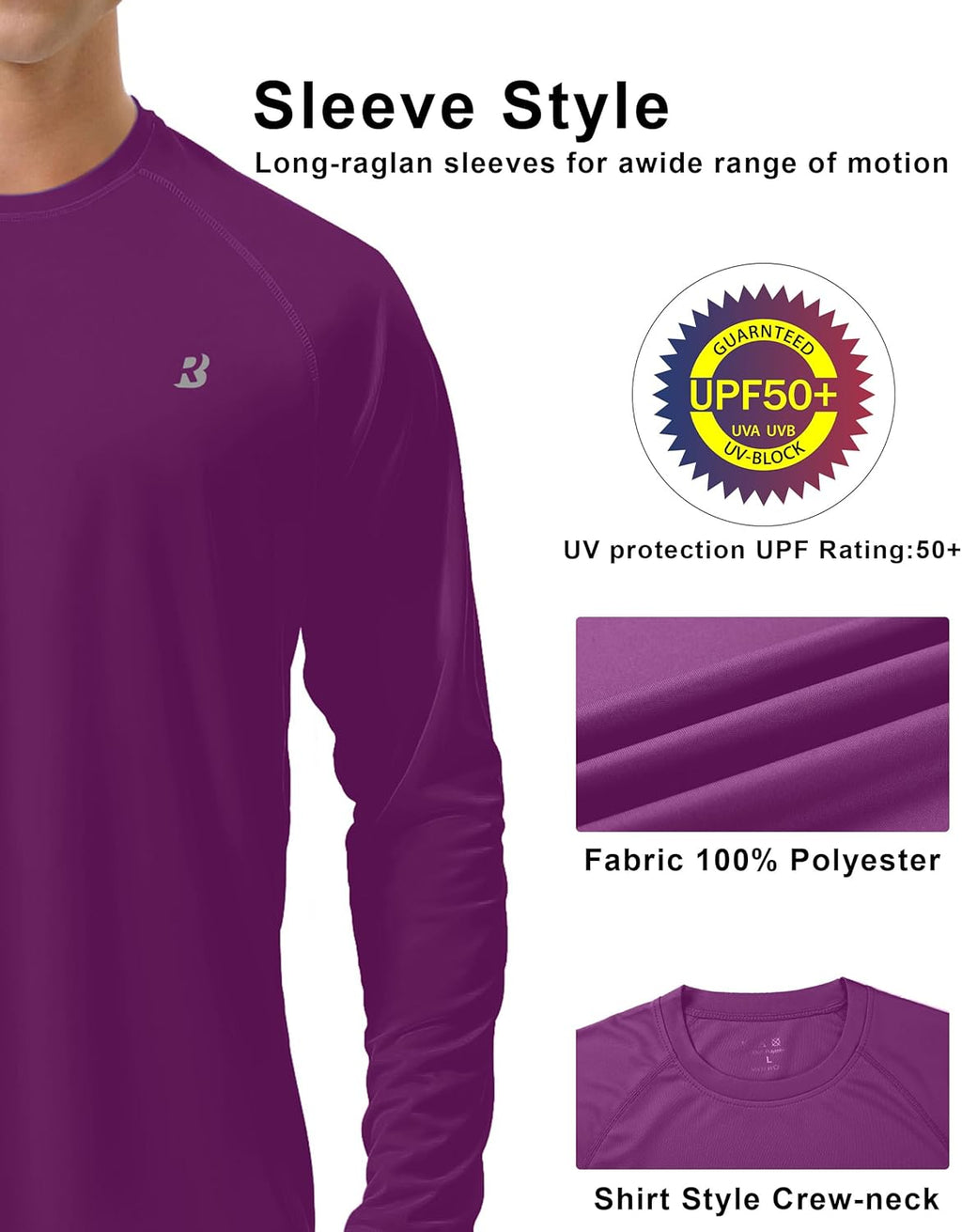 Roadbox UV Sun Protection Shirt - Men's Long Sleeve UPF 50+ Rash Guard for Fishing & Outdoor Activities