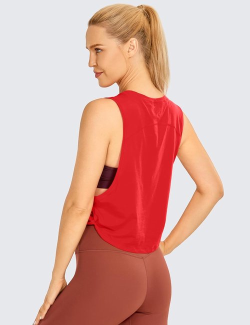 CRZ YOGA Pima Cotton Tank Tops for Women - Loose Sleeveless Workout Shirts | Athletic Gym Crop