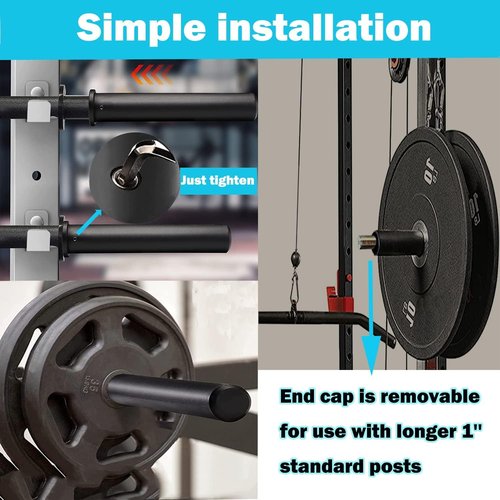 Olympic Adapter Sleeve 8 inch,Converts 1 inch Standard Weight Plate Posts to 2 inch Olympic Weight Plate Posts,Heavy Duty Nylon and Removable end Cap