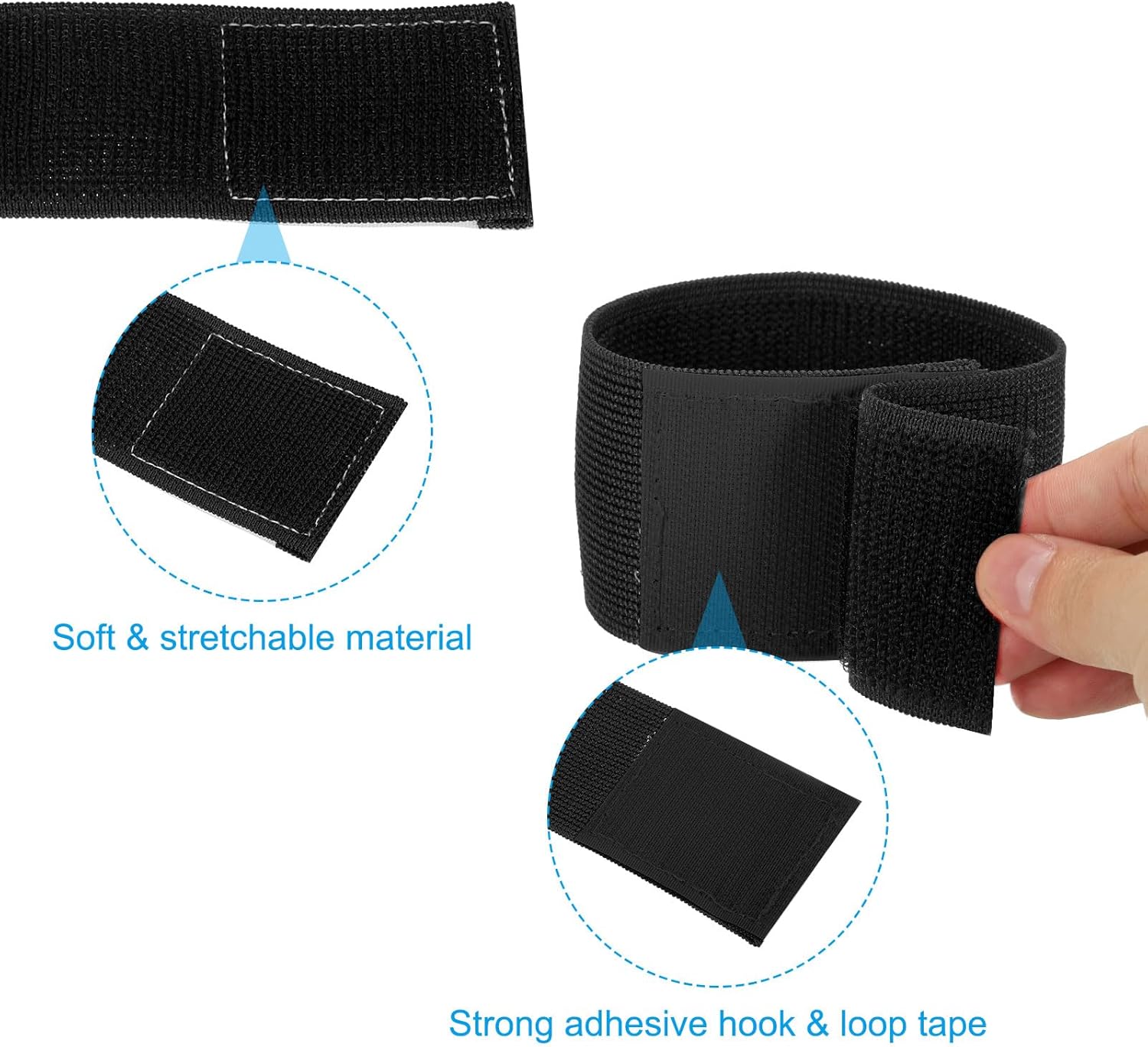 PATIKIL Boot Straps - 2 Pack Elastic Polyester Ankle Straps for Hiking, Fishing & Hunting - 12" Black