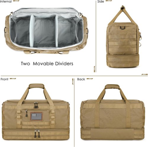 ETRONIK Travel Bag - Versatile Gym & Tactical Duffle with Shoe Compartment | Brown, Ideal for Weekend Trips