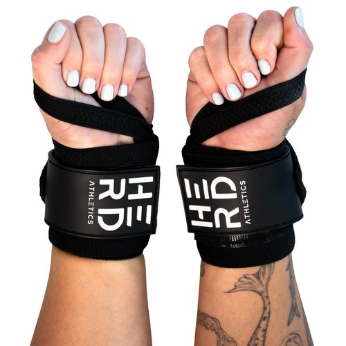 Herd Athletics Weightlifting Wrist Wraps – 12" & 18" Adjustable Support with Thumb Loop – Medium Stiffness for Powerlifting, Olympic Lifting, Functional Fitness, Bodybuilding (Black/White, 12")