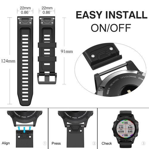 Band for Garmin Approach S60/S62/S70 47mm, Quickfit 22mm Watch Band Replacement for Garmin Forerunner 935/945/955/965/745/ Quatix 7/6/5 (No Tracker)