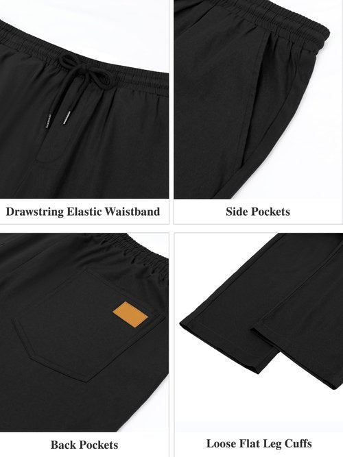 Comdecevis Mens Casual Drawstring Sweatpants with Utility Pockets Gym Cargo Joggers Pants for Men Black XL