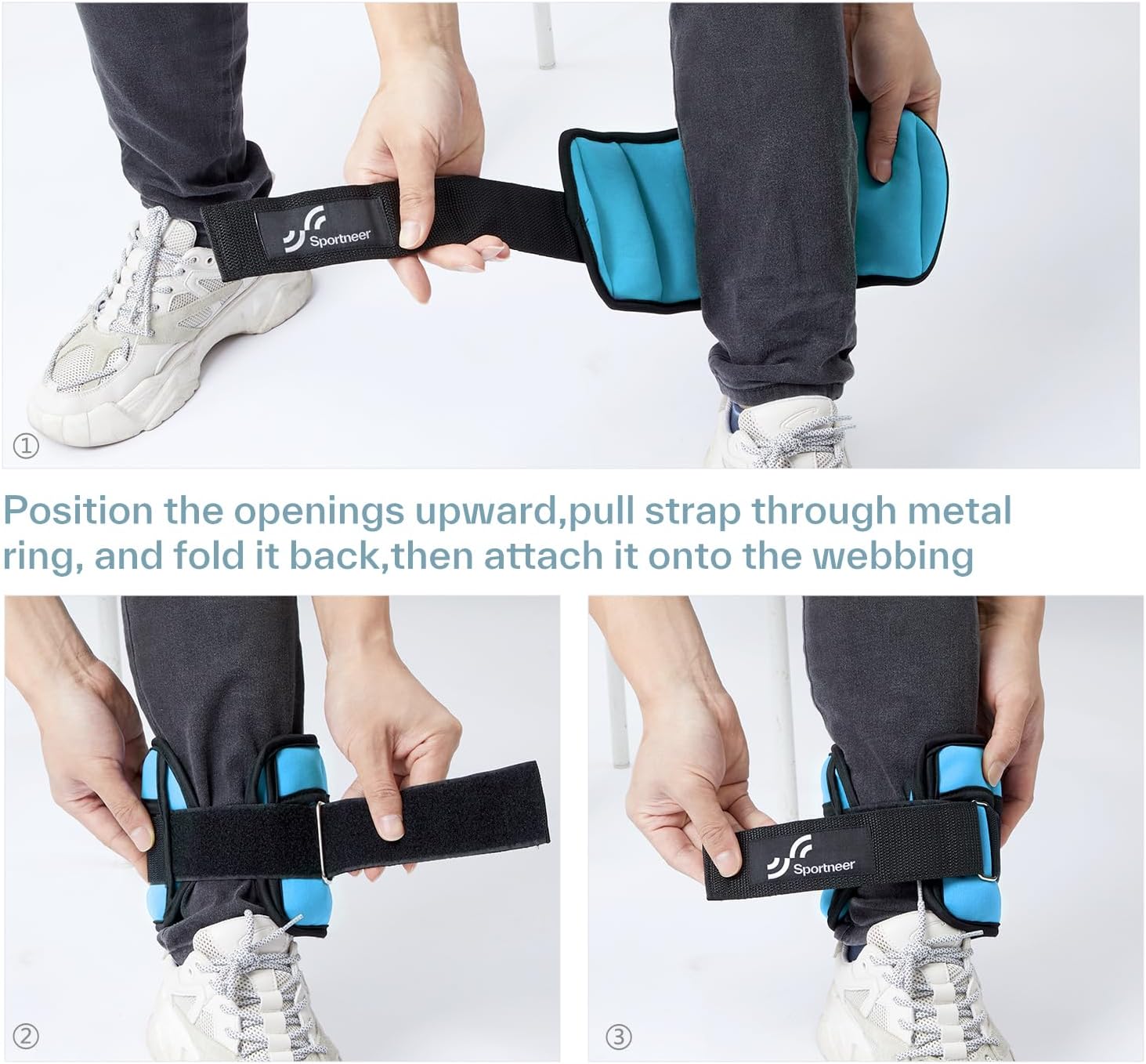 Sportneer Adjustable Ankle Weights Set - Comfortable Neoprene Leg Weights for Home Workout | 1 Pair (2-10 lbs)