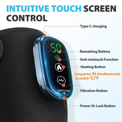 Cordless Heated Knee Massager for Pain Relief, FSA Eligible HSA 2026 Upgrade 4-Motor Full-Coverage Vibration & Heat, XL Heating Knee Brace for Targeted Pain Relief in Knee, Shoulder & Elbow, 5 Heat Levels & 5 Massage Modes