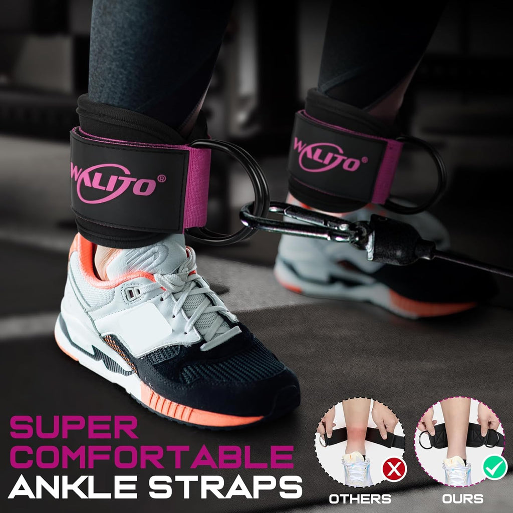 WALITO Gym Ankle Straps - Adjustable Cable Machine Accessories for Glute Kickbacks & Leg Workouts