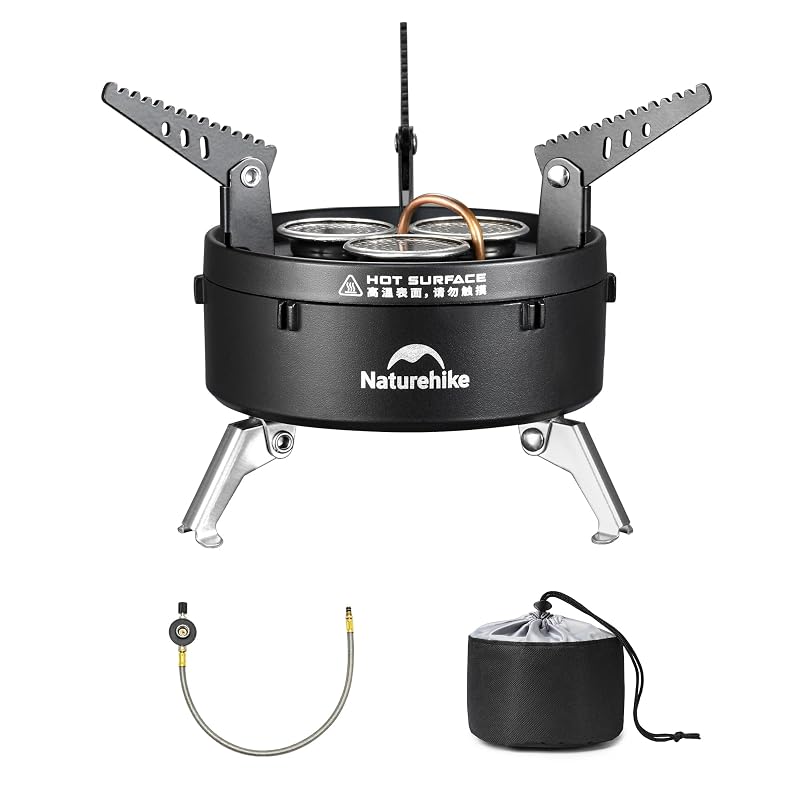 Naturehike 3-Burner Camping Stove for IGT Table with Carry Bag & Foldable Brackets