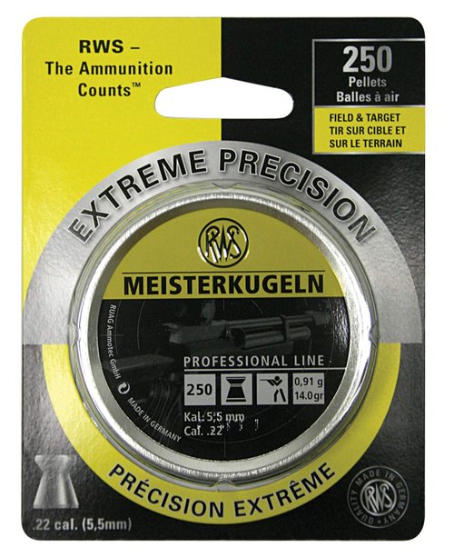 Umarex RWS Meisterkugeln Professional Line Precision Air Rifle Pellet Gun Pellets, .22 Caliber, 14 Grains, 250 Count