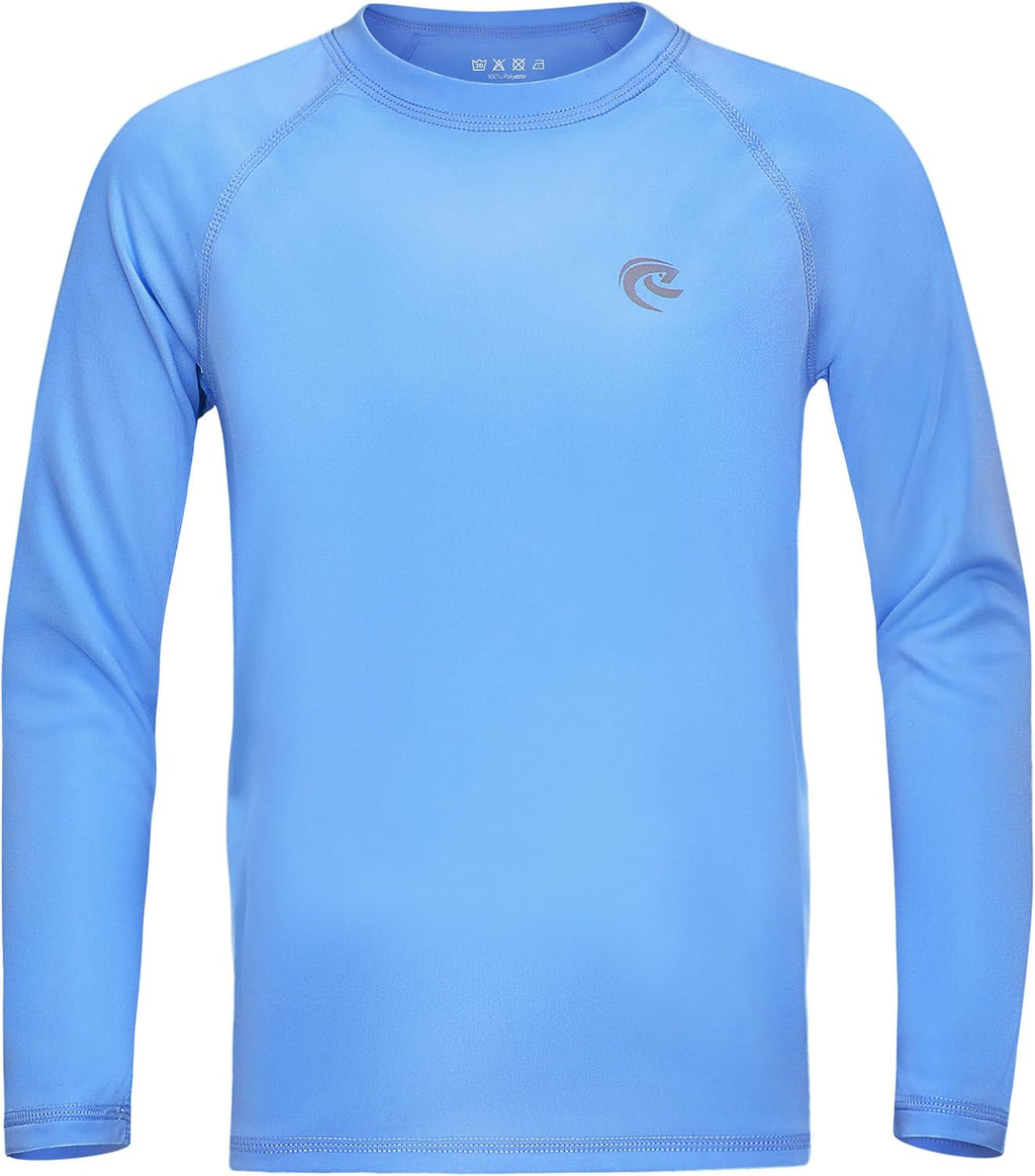 Regine Switzerland Boys UPF 50+ Swim Shirt - Long Sleeve UV Sun Protection Rash Guard | Youth SPF Water Shirt
