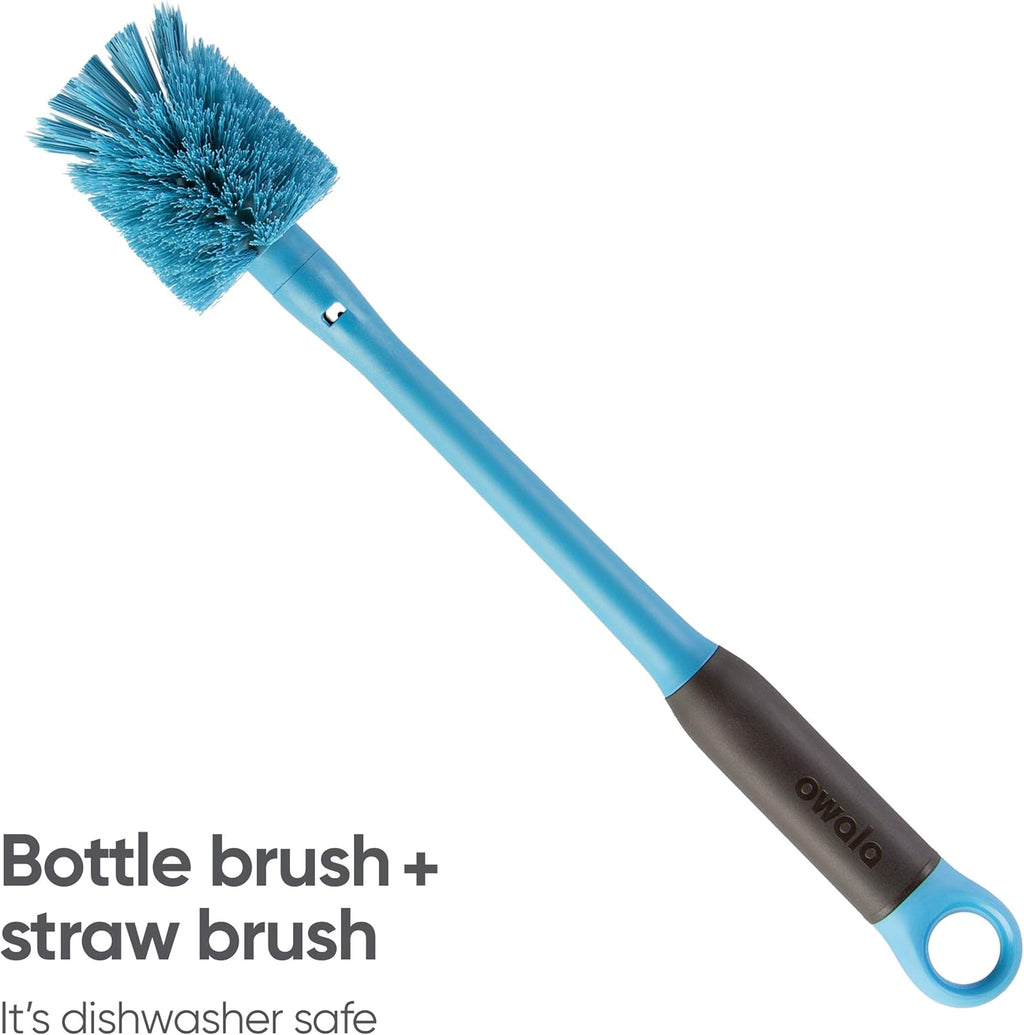 Owala Water Bottle Brush Cleaner - 2-in-1 Removable Head & Straw Cleaner - Smokey Blue (Pack of 12)