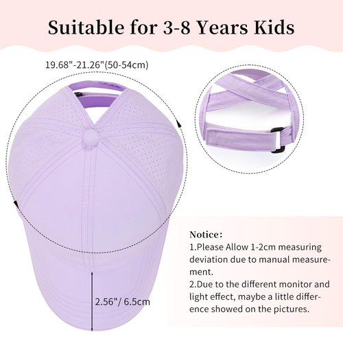 Little Girls Criss Cross Ponytail Hat Toddler Reflective Baseball Cap Kids Quick Dry Summer Sports Hats Age 3-8