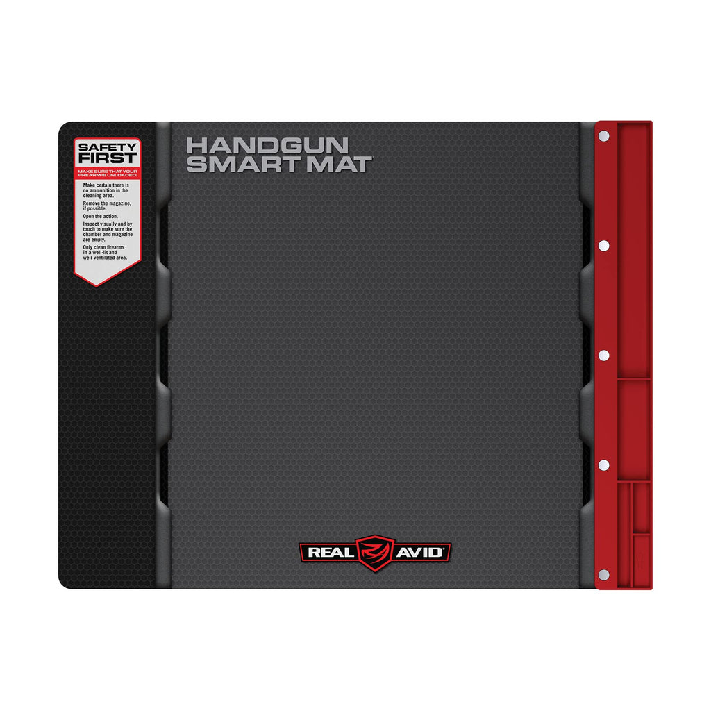 Real Avid Gun Cleaning Mat for Handguns with Magnetic Organizer Parts Tray; Protective Workbench Mat for Pistol Cleaning, Handgun Cleaning Pad with Red Tray for Gun Accessories and Gun Parts