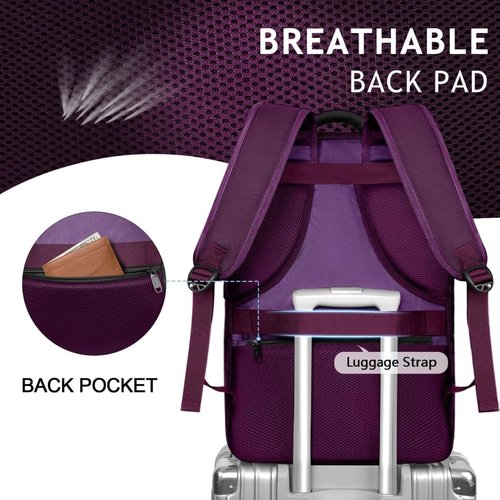 MATEIN 45L Travel Backpack for Women - Airline Approved, Water Resistant, Fits 18" Laptop | Purple