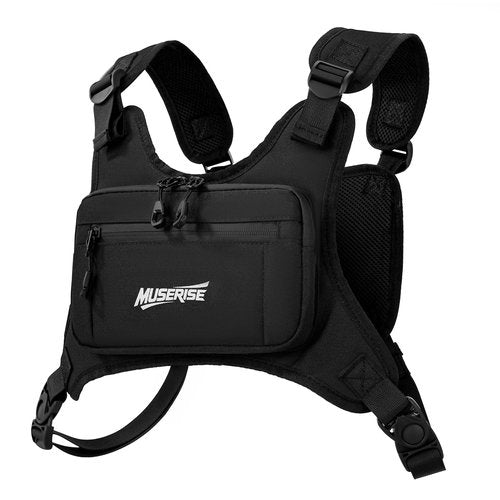 Muserise Sports Chest Bag For Men Women, Water Resistant Lightweight Front Chest Pack, Running Vest Bag With Built-In Phone Holder & Extra Storage For Workouts, Running, Cycling