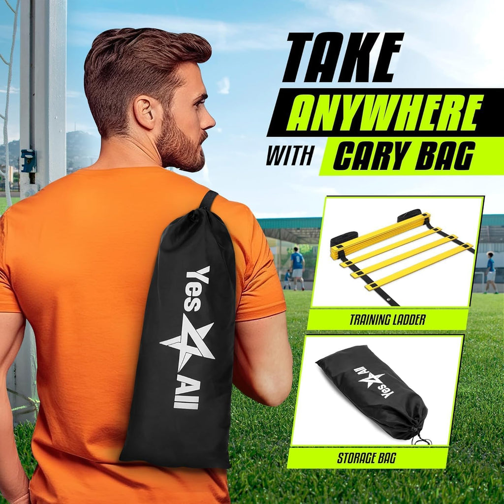 Yes4All Agility Ladder - Adjustable Speed Training Equipment for All Ages | Durable & Portable with Carry Bag