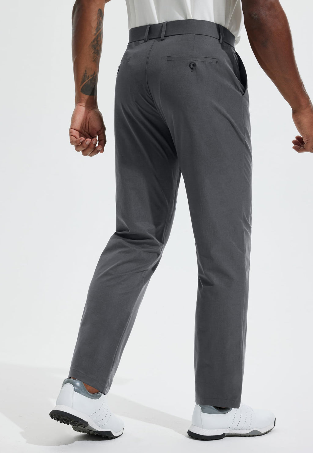 Men's Golf Pants 32" Classic Fit Quick Dry Lightweight Stretch Comfy Dress Work Business Casual Trousers for Men Clothing with Pockets, Deep Grey, 34W x 32L