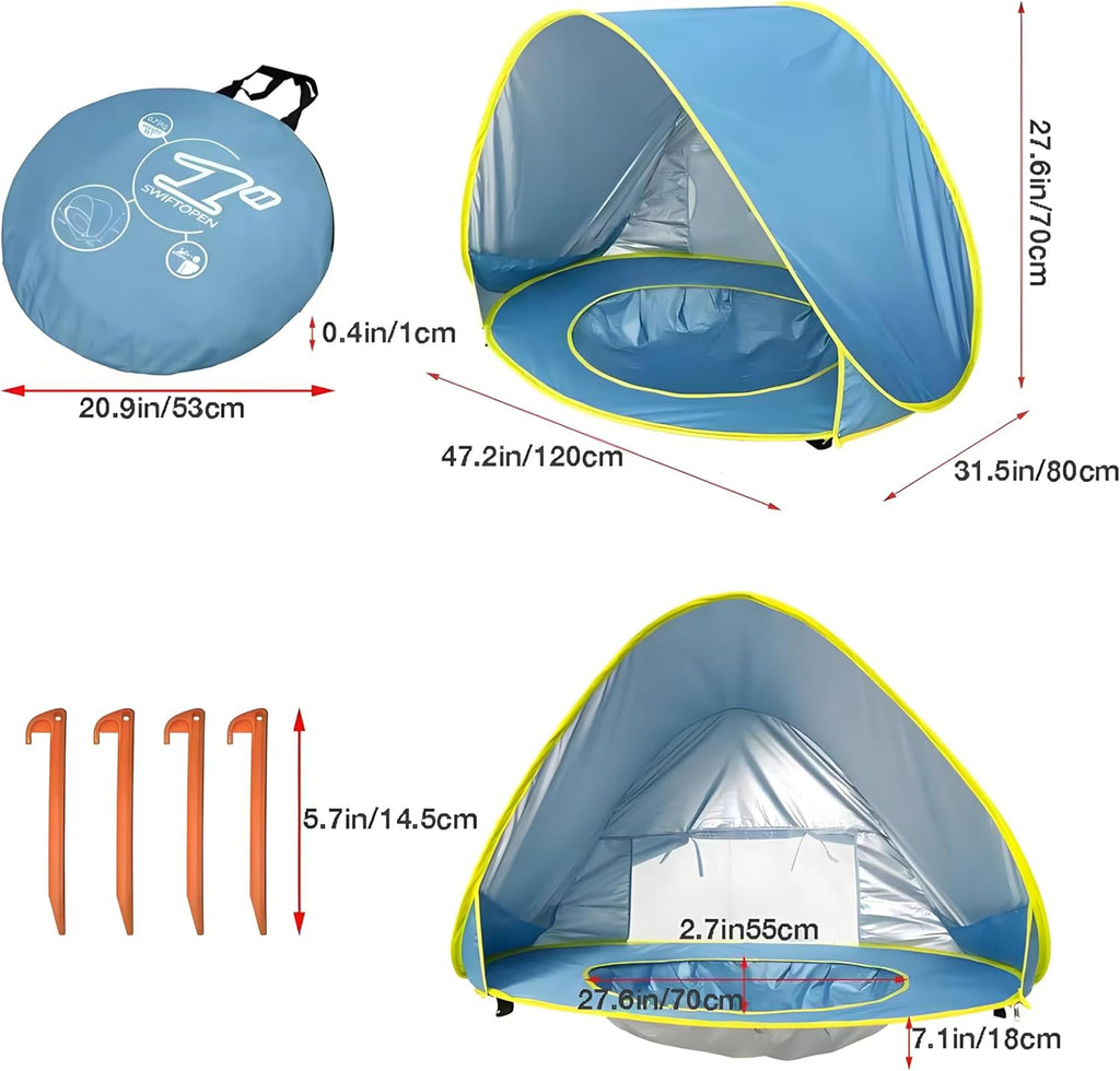 PandaEar Baby Beach Tent - Portable UV Protection Sun Shelter with Pool for Infants & Toddlers