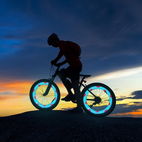 Bike Wheel Lights, LED Waterproof Bicycle Spoke Lamp, Bright Safety Tire Lights with Auto ON/Off, 30pcs Changes Patterns Cool Tire Lighting for Mountain Road Bikes/Hybrid/Folding Bike-1 Pack
