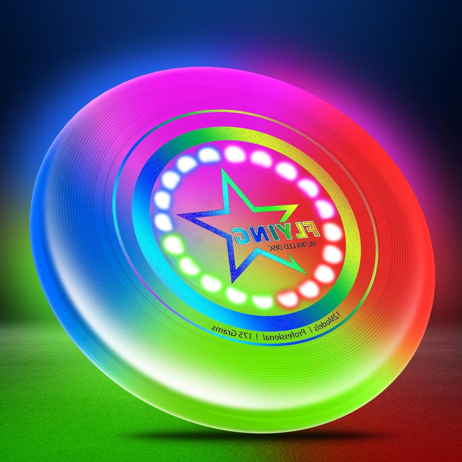 Skiennix LED Light Up Flying Disc | 7 Color Modes | Rechargeable Outdoor Toy for Kids & Adults