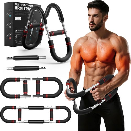 eWonLife Twister Arm Trainer - Adjustable 6 Resistance Level Arm & Chest Workout Equipment for Man Women Arm Trainer Chest Exerciser Portable Home Gym Equipment for Strengthen Upper Body (Red)