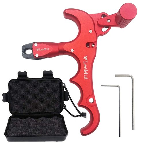 LeeMui Release Archery Release 360° Rotatable Thumb Release for Bow Archery Release Aids (Red)