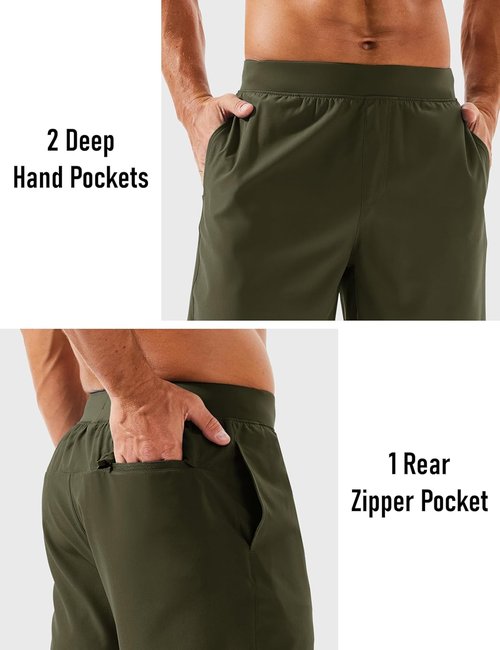 MAGCOMSEN Men's Athletic Running Shorts - Quick Dry Lightweight Gym & Hiking Shorts | UPF 50+, 8" Length, 3 Pockets