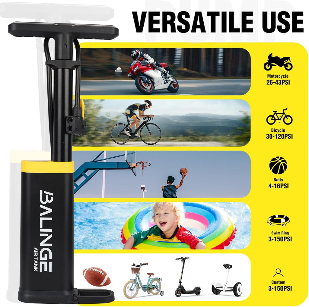 Skiennix High-Pressure Portable Tire Pump - 120 PSI with Analog Gauge & Ergonomic Handle | Fits Presta, Schrader & Dunlop Valves