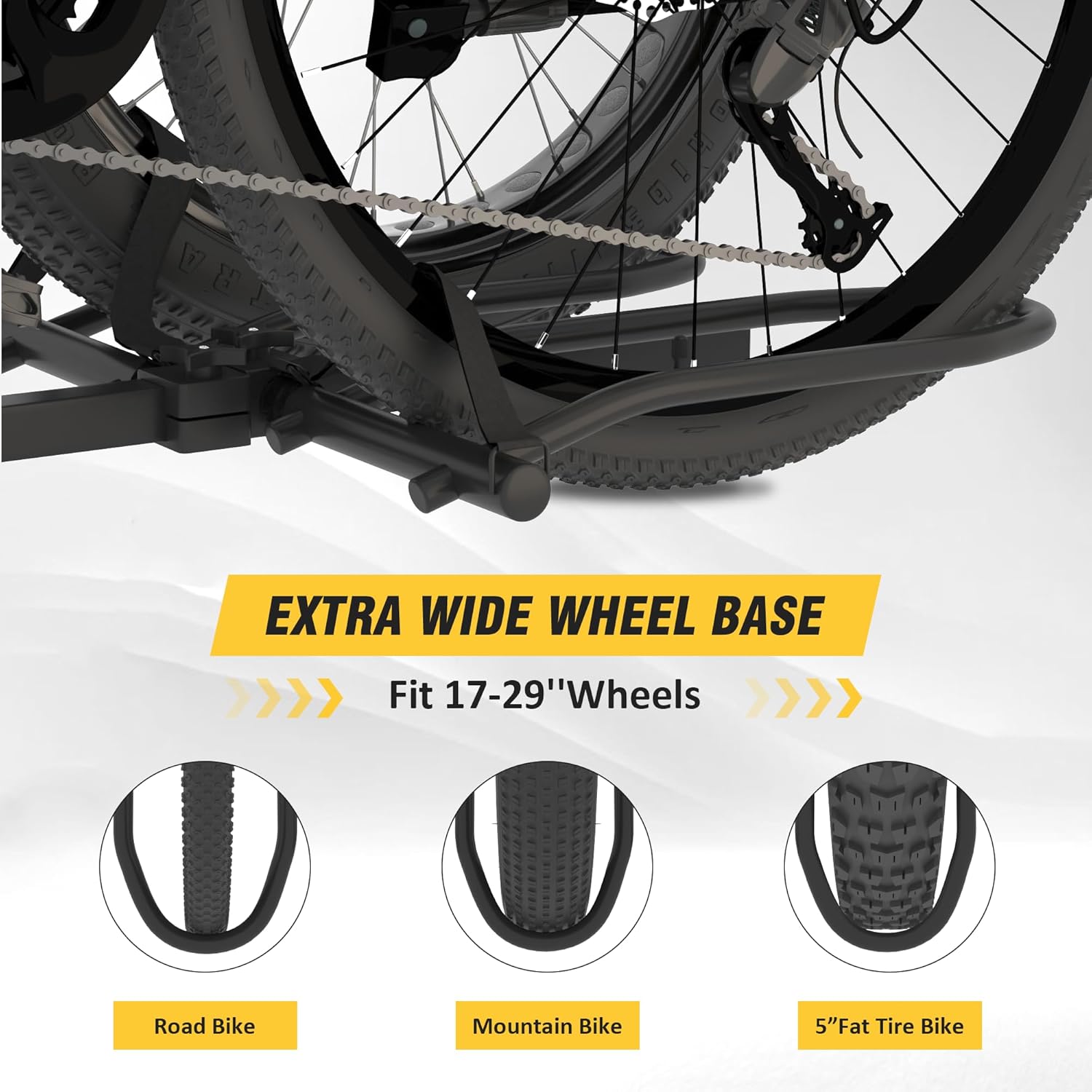 Skiennix Hitch Bike Rack - Wobble-Free Smart Tilting Design | 2-Bike Capacity for Standard & Fat Tire E-Bikes, 200 lbs