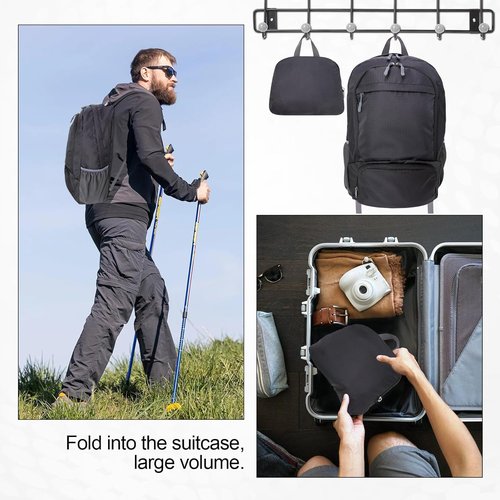 HOLYLUCK 20L Lightweight Packable Hiking Daypack - Foldable Backpack for Travel | Black Color