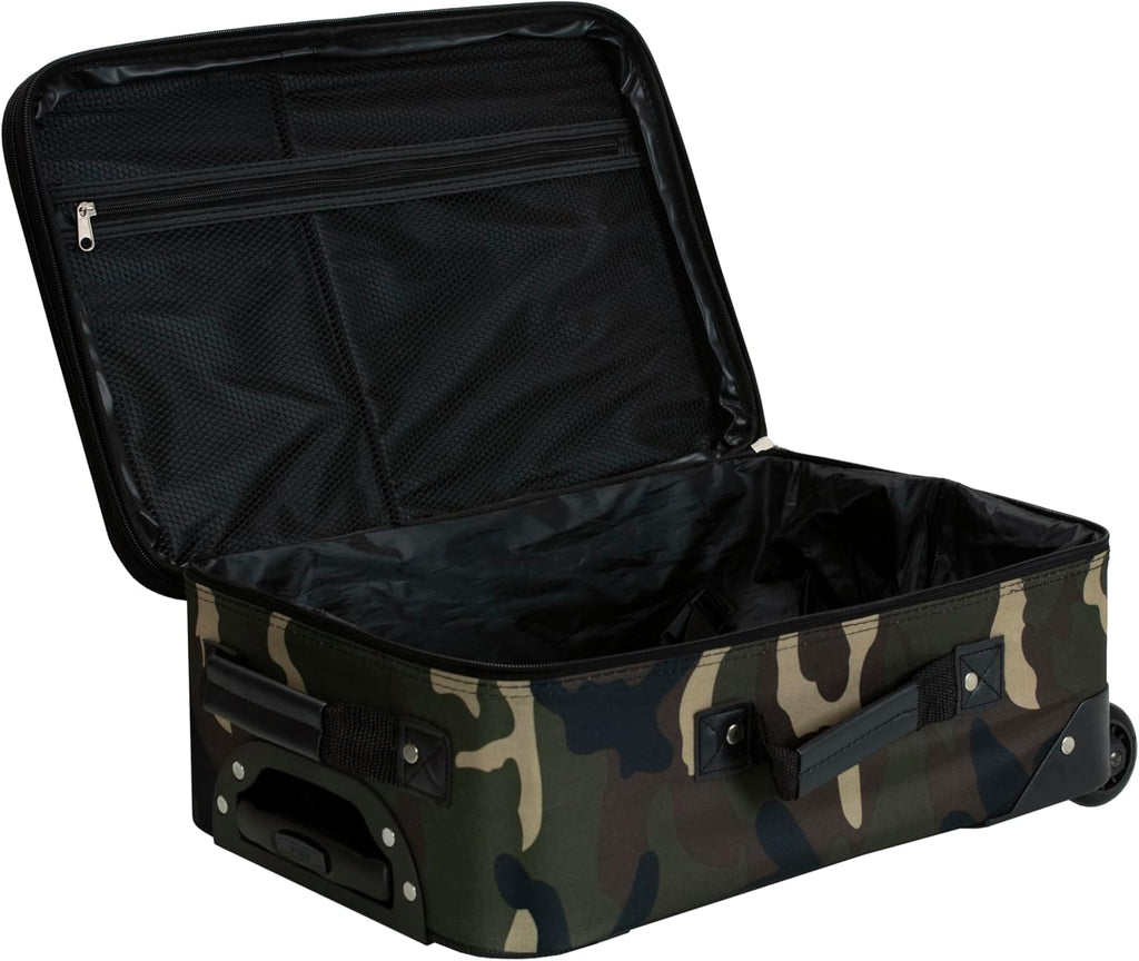 Rockland Fashion Softside Upright Luggage Set,Expandable, Wheel, Telescopic Handle, Camouflage, 2-Piece (14/19)