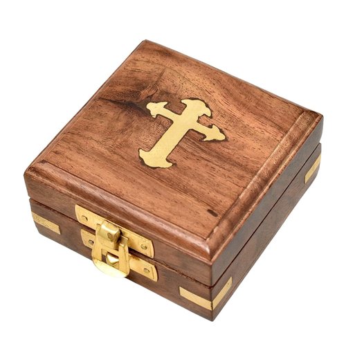 Engraved Antique Nautical Directional Magnetic Compass with Scripture Baptism Gifts, Graduation Highschool Gift for him with Wooden Case Go Confidently Compass in Cross Wooden Box