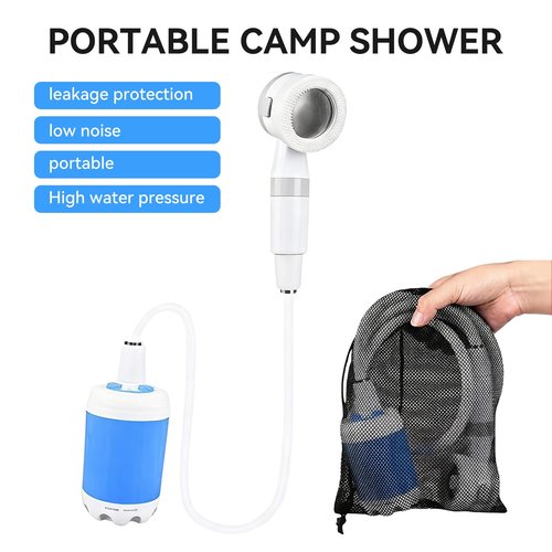 Portable Shower, Portable Camping Shower Pump, USB Rechargeable Outdoor Showers, Waterproof Electric Portable Shower with 2 Spray Modes, 4000mah, For Camping, Hiking, Rv & Pet Cleaning (1 PACK)