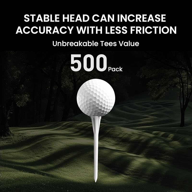 Unbreakable Plastic Golf Tees 3.25 Inch White 500 Count