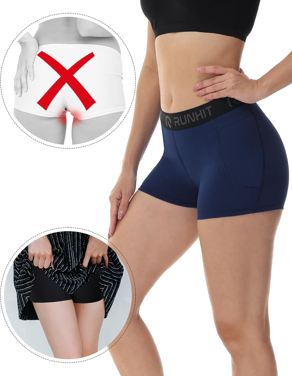 Runhit 3" Volleyball Shorts - Women's Compression Spandex Shorts for Workout & Yoga | 3-Pack Set
