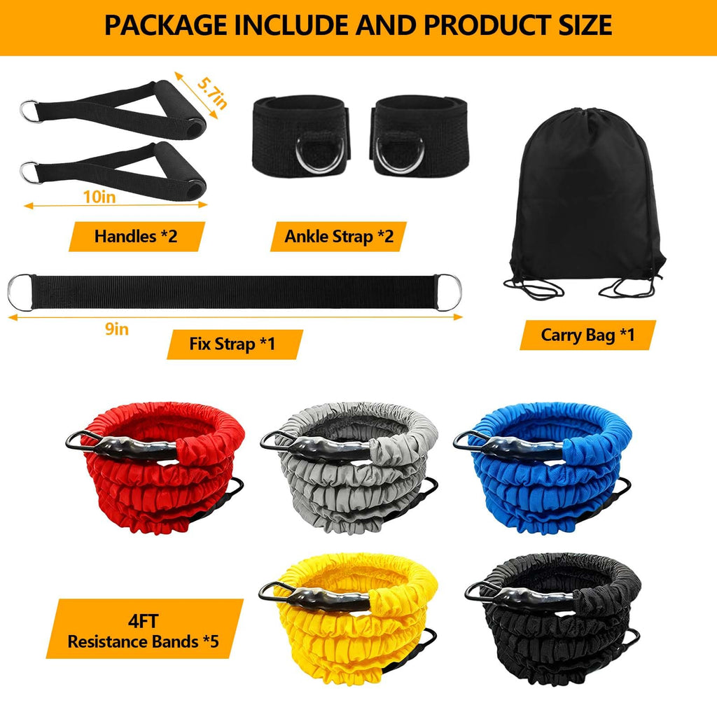 Tuyzhrymlic Resistance Bands Set for Working Out, 150lb Exercise Band with Handles Ankle Strap for Physical Fitness Training Stretching Man and Women