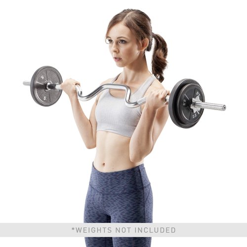 Marcy Triceps and Biceps Combo Curl Bar for 1-inch Weight Plates Weightlifting Strength Training Accessory for Home Gym TBC-51