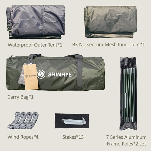 Backpacking Tent for Camping 2/3/4 Person Hiking Ultralight Tent for Waterproof Windproof Outdoor Tents Easy Setup Two Doors Double Layer Lightweight Instant Tents (Green, 1-2 Person)