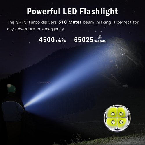 Sofirn SR15 Rechargeable Flashlight High Lumen, 4500 Lumen Super Bright Pocket Flashlight with Magnetic Base & IP68 Waterproof, Long Beam Distance EDC Flashlight for Emergency, Repair, Camping, Hiking