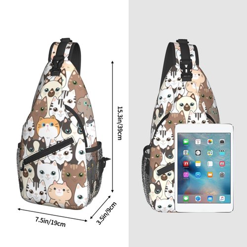 BCQJNB Cat Cartoon Sling Backpack Crossbody Shoulder Bag Travel Hiking Daypack Gifts
