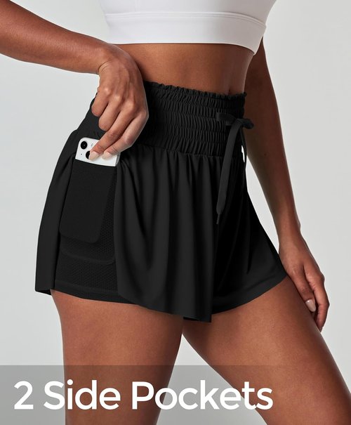 IUGA High Waisted Athletic Shorts for Women - Flowy Running & Tennis Skorts with Pockets