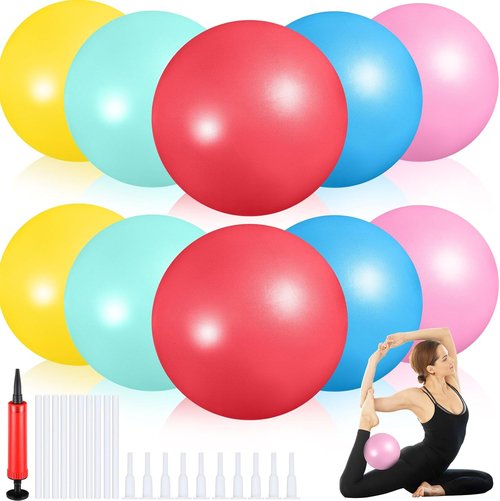 Aoriher 10 Pcs Mini Pilates Balls - 9 Inch Anti-Burst Yoga Balls for Stability & Core Workout