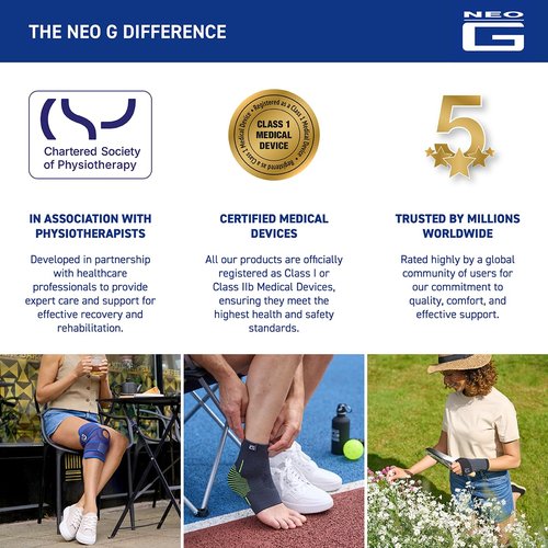 Neo-G Knee Compression Sleeve for Sports - Breathable, Lightweight, Elastic Knee Sleeve for running, Compression Knee Sleeve for knee pain, Meniscus Tear, Sprains, Strains, Injury Recovery - L