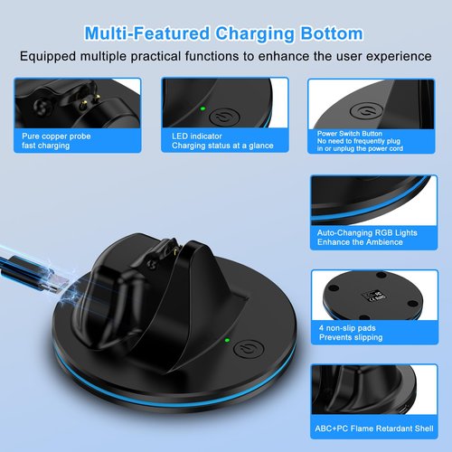 Smart Glasses Charging Station with LED Indicator & USB-C Charging Cable for Meta Ray-Ban- Wayfarer, Skyler, Headliner & Oakley Meta HSTN Glasses Charger Docks (Black)
