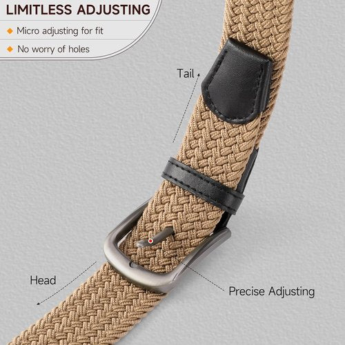 GAEKEAO Elastic Braided Stretch Belt for Men - Perfect Gift for Golf, Casual Shorts & Jeans