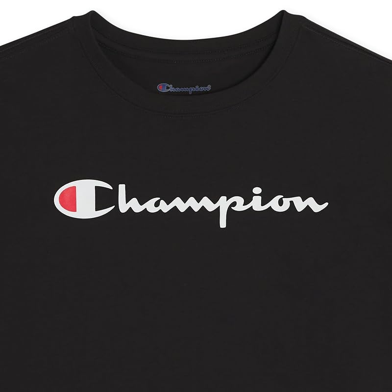 Champion Boys Logo T-Shirt Short Sleeve Black Logo - Variation