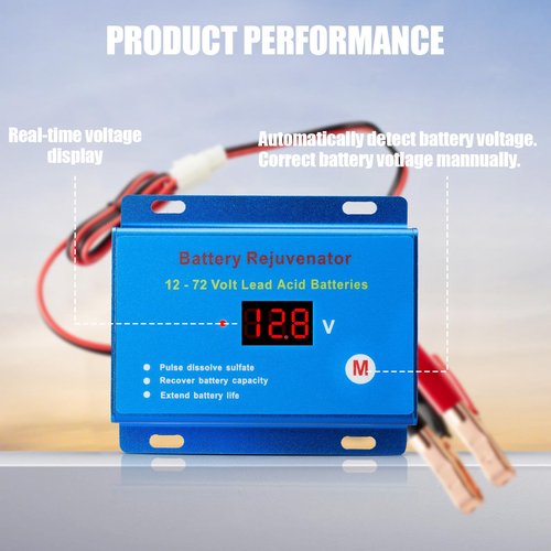 Battery Desulfator Reconditioner for 12V–72V Lead-Acid Batteries, Pulse Repair to Restore & Extend Battery Life – Works with AGM, Gel, VRLA, SLA, Flooded – for Car, RV, Solar, Marine, Golf Cart