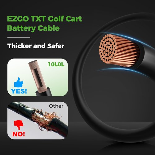 10L0L Premium Golf Cart Battery Cables – 4 Gauge Pure Copper Wires for EZGO TXT (1994-Up) – 36V/48V Compatible (5 Cables Included)